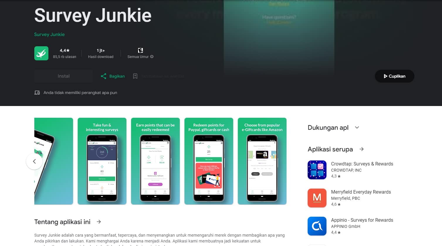 Survey Junkie, Aplikasi Penghasil Uang dan DANA dengan Survei